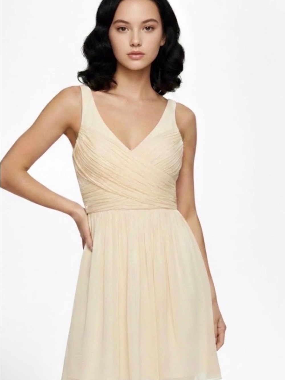 NWT J.Crew Silk Chiffon Bridesmaid Dress Champagne Pleated Size 10 Knee Length